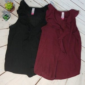 2 No Boundaries Ruffled Neckline Crinkled Tanks